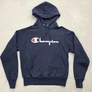 Champion Reverse Weave Hoodie Mens Small Blue Sweatshirt Long Sleeve Active